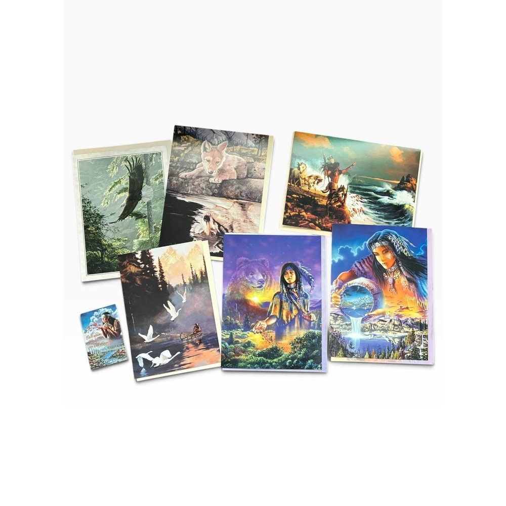 VINTAGE 7-Piece Lot Birthday Leanin' Tree Greeting Cards Native American Indian